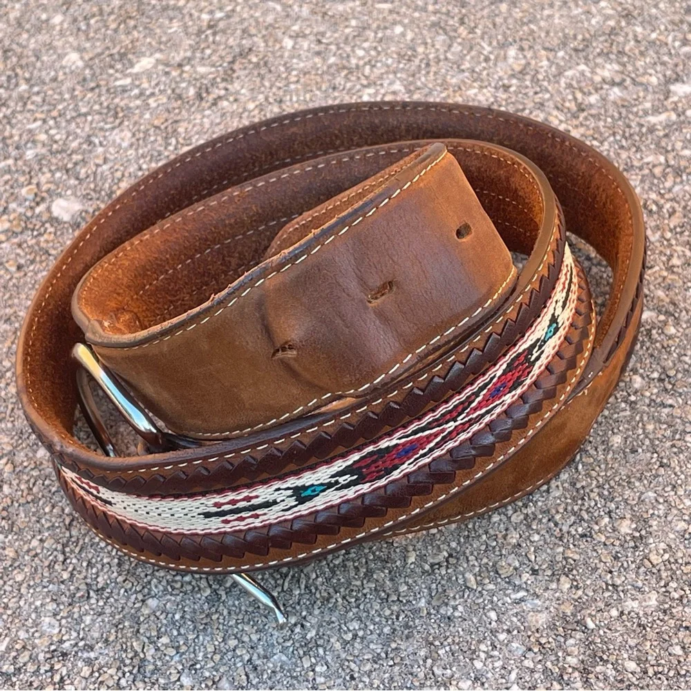 Tony Lama Belt Laced Edge Leather Rodeo Cowboy Western Faded Sz 40